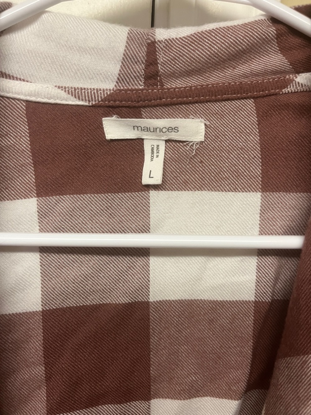 Maurices mauve & White Buffalo Check Fringe Cardigan washed but not worn - Picture 2 of 3